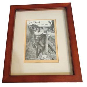 Western Go West Young Man Hot Cowboy At The Ranch Print Framed Wall Decor 11x9"